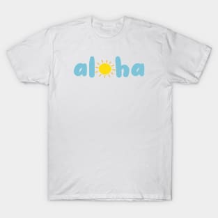 Blue Aloha With Sun Design T-Shirt